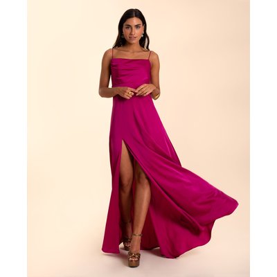 Robe longue à encolure droite et fendue THE-ARE