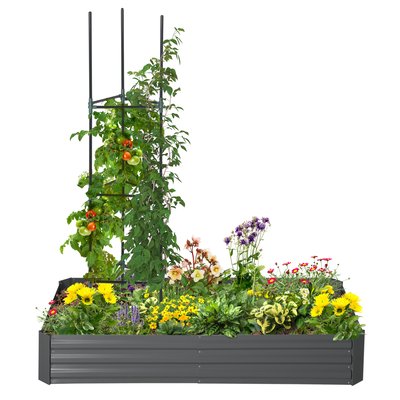 Carré potager de jardin avec tuteur modulable acier OUTSUNNY