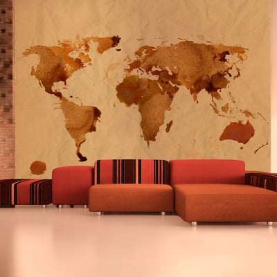 Papier peint intissé panoramique Carte du monde Tea map of the World EDEN