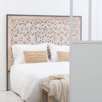 Tête de lit en bois de manguier blanchi  LILA MADE IN MEUBLES 