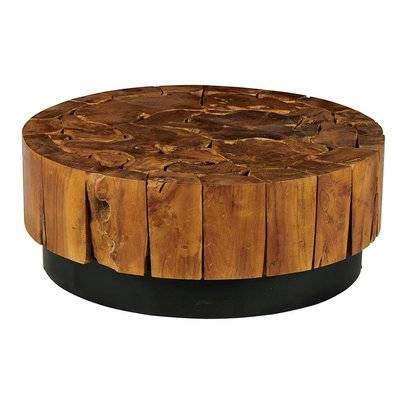 Table de salon ronde teck recyclé D80 cm ARIZONA PIER IMPORT