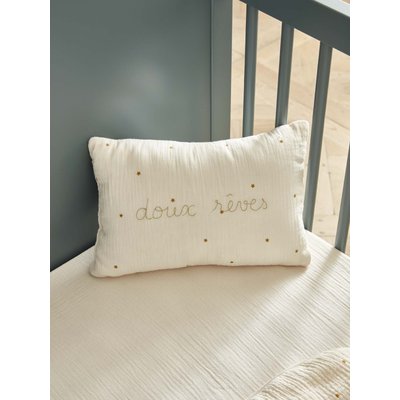 Petit coussin gaze de coton brodé CYRILLUS