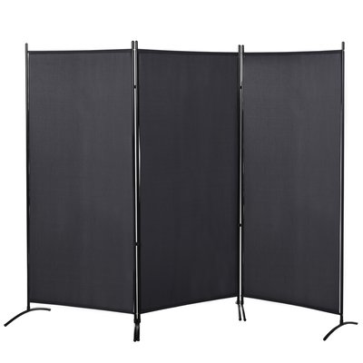 Paravent 3 panneaux sur pied brise-vue séparateur métal polyester HOMCOM