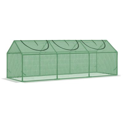 Mini serre de jardin 180 x 60 x 60 cm 3 fenêtres acier thermolaqué PE vert OUTSUNNY