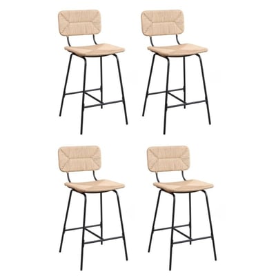 Lot de tabourets de bar et d'ilot en métal et assise rotin 65cm TIDRA|Lot de 4 | Lot de 4 MOB IN