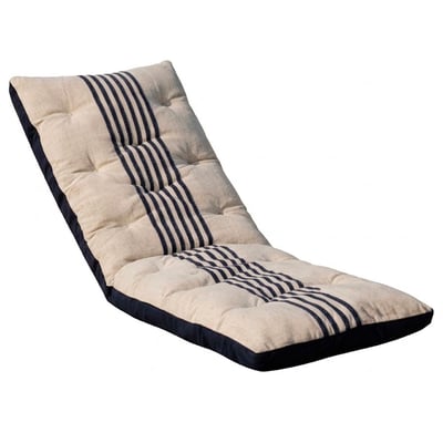 Coussin épais pour fauteuil de jardin beige et rayures bleues 50x120cm WADIGA