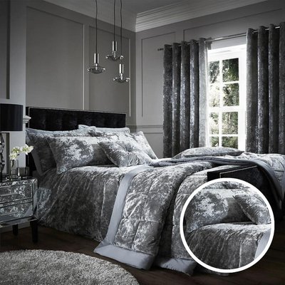 Crushed Velvet Cotton Mix Duvet Cover and Pillowcase Set CATHERINE LANSFIELD