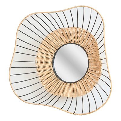 Miroir mural rond en rotin et métal 55cm JAVA FUTURE HOME