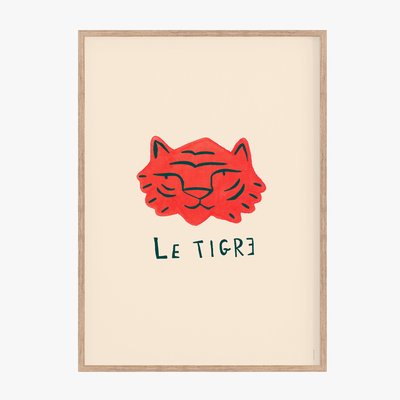 Félins I, affiche,  cadre chêne. 50cm x 70cm COTTON BIRD