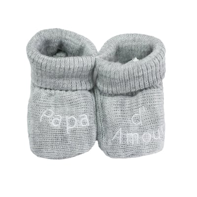 Chaussons naissance - message Papa d'Amour TROIS KILOS SEPT