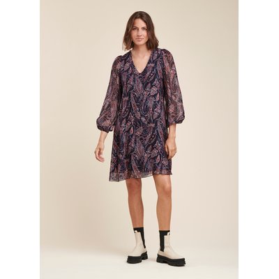 Robe courte ample en voile de viscose soie à imprimé floral LA FEE MARABOUTEE