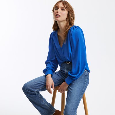 Блузка с V-образным вырезом и длинными рукавами LA REDOUTE COLLECTIONS