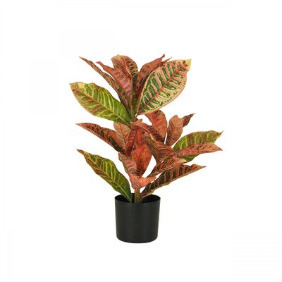 Croton artificiel rouge 55cm LIGNE DECO