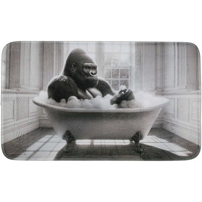 Tapis de bain en polyester Animal 45 x 75 cm Gorille JARDINDECO