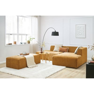 Canapé modulable 5 places en tissu texturé avec pouf, MEGEVE BOBOCHIC