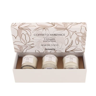 Coffret cadeau 3 bougies votives parfumées ORNAMI