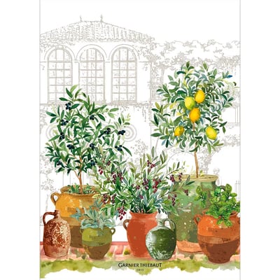 Torchon lin & coton lavé JARDIN PROVENCAL GARNIER THIEBAUT