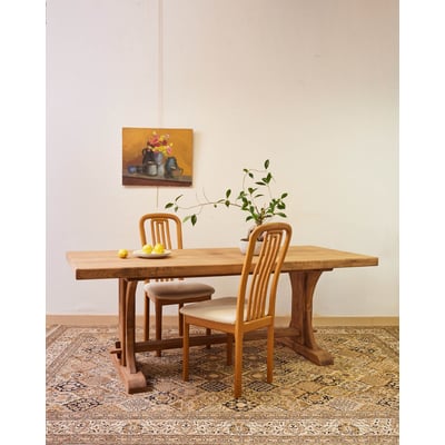 Grande table à manger en bois massif et sablé  Romy N°1507 - Bon état DEBONGOUT