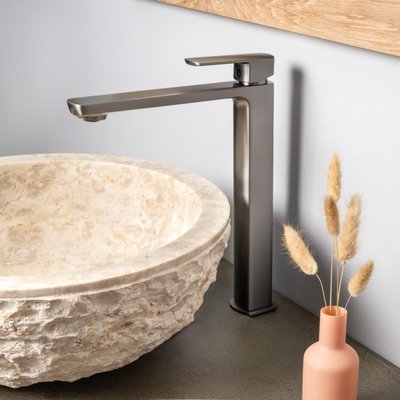 Robinet pour vasque salle de bain Louga gris métal WANDA COLLECTION