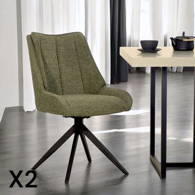 Chaise vert foncé pivotante en velours texturé (lot de 2) IENA PIER IMPORT