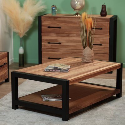 Table basse double plateau chêne et métal FERSCOTT PIER IMPORT