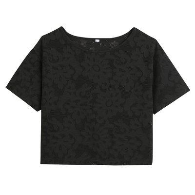 Футболка с вырезом-лодочкой из гипюра LA REDOUTE COLLECTIONS
