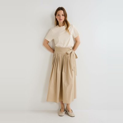 Jupe longue plissée en coton MONOPRIX