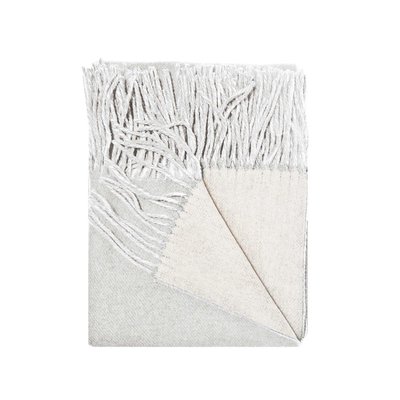 Plaid bicolore en laine, DOUBLE JEU BLANC CERISE