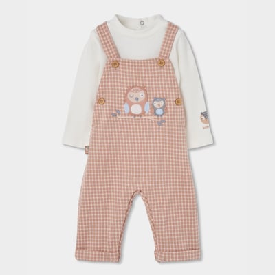 Ensemble maille bébé garçon carreaux brodé hiboux BOBOLI