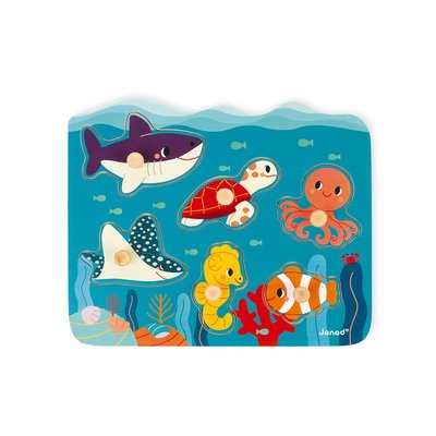Puzzle À Tenons En Bois Animaux Marins JANOD