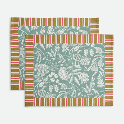 Lot de 2 sets de table imprimés, en coton, LINDA LA REDOUTE INTERIEURS