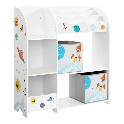 Etagère pour Enfant avec Range-Livre et 2 Bacs de Rangements CALICOSY