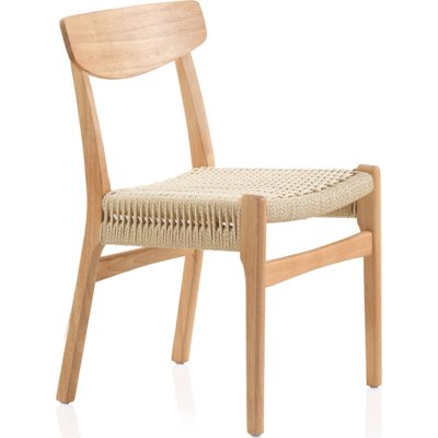 Chaise bois naturel hevea assise tressée design chaleureux RECOLLECTION