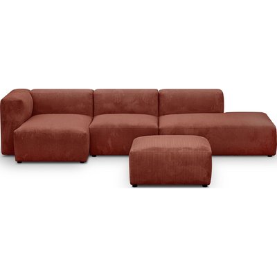 Canapé d'angle à gauche modulable 5 places en velours côtelé + pouf - MODULO NEW HOMIFAB