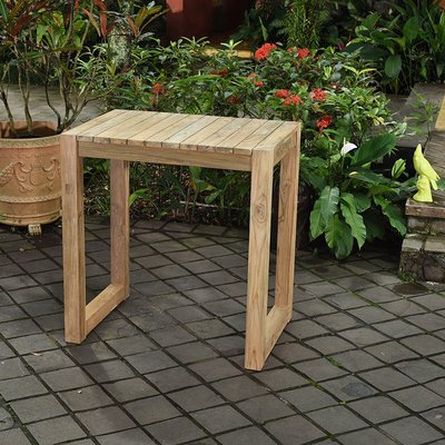 Table haute en teck recyclé 100 cm - TOSCAGNE GECKO JARDIN