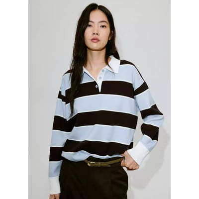 Pull col polo à rayures MANGO