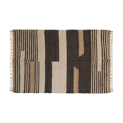 Tapis en jute naturel et coton naturel et teinté Ethnique Naturel et noir - 160 x 230 cm AUBRY GASPARD