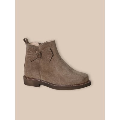 Boots noeud en cuir velours CYRILLUS
