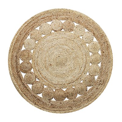 Tapis de salon rond en jute rosace  FUNNY JUTE THE DECO FACTORY