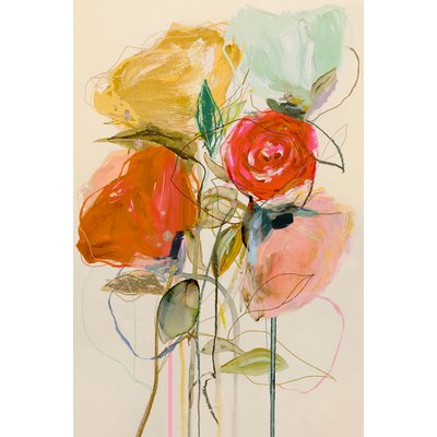 Tableau peinture fleurs bouquet de feu et d'or HEXOA