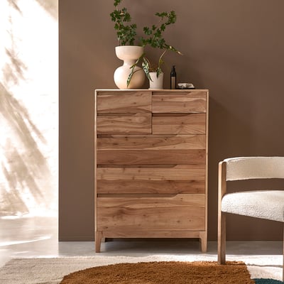 Commode 7 tiroirs en acacia massif  SAMSO BERAH GETAH