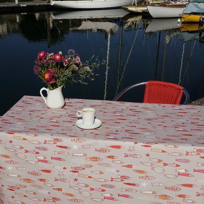 Nappe enduite carrée ou rectangle POISSONS FLEUR DE SOLEIL