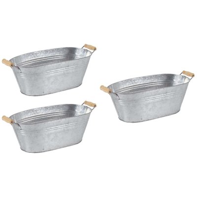 Jardinière ovale zinc et bois (Lot de 3) AUBRY GASPARD