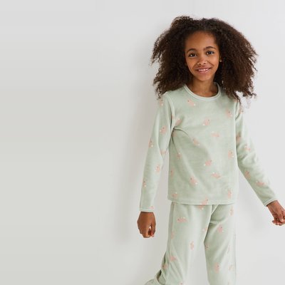 Pyjama velours manches longues imprimé contient du coton BIO MONOPRIX
