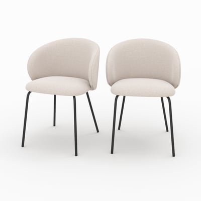 Lot de 2 chaises en tissu et pieds en métal - VICTORIA MAISON PAVANE