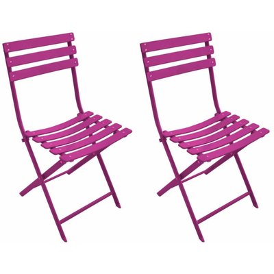 Chaise pliante en acier Nonza (Lot de 2) Framboise PROLOISIRS