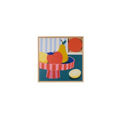 Tableau en bois taquin abstrait coloré 48 x 48 - HEDIA TAQUIN