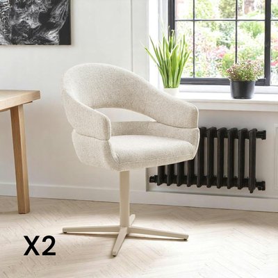 Chaise pivotante beige chiné design avec pied gris (lot de 2) MONTREUX PIER IMPORT