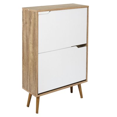 Meuble à chaussures avec 2 portes - Blanc et Bois TOILINUX