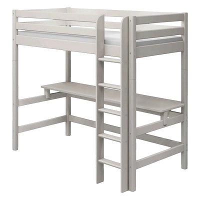Lit mezzanine avec échelle droite et bureau pin massif FLEXA